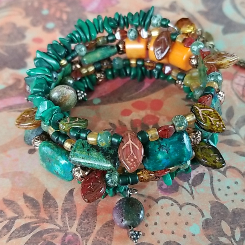 NWT Semi-precious Stone Beaded Wrap Bracelet - Picture 4 of 16